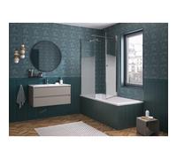 Pare bain Orion avec retour pvt angle 75x152 profilé chromé sérigraphie Cosmos - KINEDO PB146CCOE