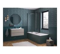 Pare bain Orion avec retour pvt angle 80x152 profilé noir verre transparent - KINEDO PB147NTNE