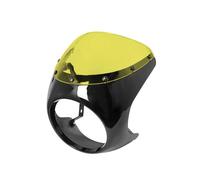 Pare-Brise De Moto Carénage Phare Avant Moto 7 Pouces, Protection Phare Avant rétro étanche et antichute, Modification Déflecteur de Vent de Moto(Glossy Black Yellow)