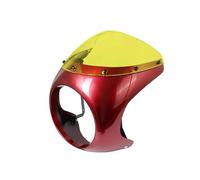 Pare-Brise De Moto pour Cafe pour Racer Sportster Touring Carénage de Pare-Brise de Moto rétro 7 Pouces Déflecteur de Vent de Moto(Red and Yellow)
