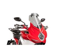 Puig 7018H Bulle Touring avec visière haute et aérodynamique en acrylique haute résistance aux chocs avec visière réglable qui améliore la protection et le confort en conduite, Fumé