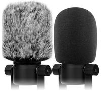 Pare Brise Filtre Pop Compatible avec Rode podmic Procaster Podcast NT1,NT1-A,NT2-A,NT-USB,K2,NT1000,NT2000 Mousse Furry pare Brise Couvercle de Microphone Combo 2 Pack