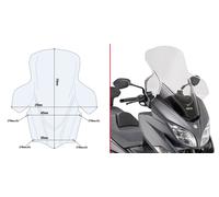 Pare-brise GIVI transparent, >590 mm de haut, 670 mm de large pour Suzuki Burgman 400 (17-21), avec ABE Pare-brise, transparent