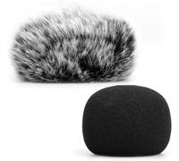 Pare-Brise pour Microphone,Pare-Brise en Fourrure Muff Wind Cover + Housse de Protection pour Microphone en Mousse Compatible avec Zoom H1 H1n Apogee Mic et Plus,Furry & Foam 2Pack.[J387]