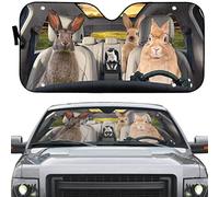 Pare-Brise Protection Famille De Lapins Conduisant Au Coucher du Soleil Pare Soleil Voiture Pare Brise Avant Pliable Couverture Pare-Brise Voiture Universelle pour Vus Auto Été