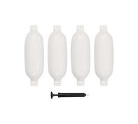 vidaXL Pare-chocs de bateau 4x gonflables – PVC, pompe incluse, résistants, blanc 58,5×16,5 cm