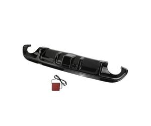 Pare-Chocs Arrière Lèvre Diffuseur pour Infiniti Q50 Diffuseur De Pare-Chocs Arrière Aileron Coffre Plaque Séparation Support D'échappement avec Feu LED Intégré(Glossy Black)
