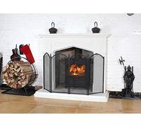 Pare-étincelles à 4 panneaux, panneau d'écran de cheminée en fer, protection de cheminée de sécurité en maille métallique pour bois, conception de défilement décoratif pour bébés/enfants/animaux