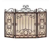 Pare-étincelles Pliable à 3 Panneaux, Extra Large 122 cm, Pare-étincelles à volutes pour poêle à Flamme/feu au Charbon, Noir