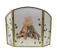 Pare-étincelles pour cheminée, Protection Contre Les étincelles, Pare-feu en Forme d'arche à 3 Panneaux en Fer forgé, résistant aux bébés, en Maille Solide pour poêle à Bois/poêle, Motif Feuille