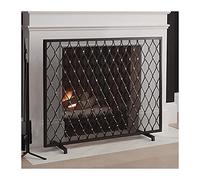 Pare-feu 38,5 x 30,7 pouces Écran de cheminée en maille de fer forgé fabriqué à la main à panneau unique, pare-étincelles pour salon, décoration de chambre à coucher, noir (couleur : noir, taille : 98