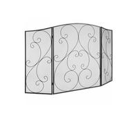 Pare-feu Cheminée 3 Panneaux Grille Protection Fer Robuste 121 9x76 7 cm Autoportant pour Salon Noir