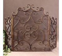 Pare Feu CheminéE Grille de Protection Contre le Feu en Laiton Antique, Grille de Protection Contre les Étincelles de Feu à 3 Panneaux, Fabriquée à la Main, Barrière de Flamme Pliable pour la Sécurité