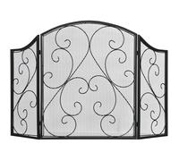 HOMCOM Pare-feu cheminée Pare-étincelles 3 Volets Pliables Grille de Protection pour cheminée ou poêle - dim. 66 x 31 x 81 cm - métal Noir