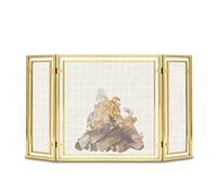 Pare-feu de cheminée d'intérieur, grand écran en fer forgé à 3 panneaux, couverture en maille décorative extérieure en métal, clôture de cheminée solide pour bébé et animal de compagnie, noir/or