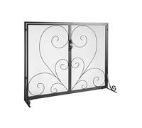 VEVOR Pare-feu de Cheminée 2 Panneaux Grille de Protection de Cheminée Fer 99x80,2 cm Robuste avec Porte Pare-étincelles Autoportant Installation Simple pour Salon Décoration d'Intérieur Vintage, Noir