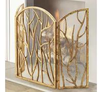 Pare-feu de cheminée, Pare-feu de cheminée - Couverture décorative en métal arquée à 3 Panneaux, Pare-feu Pliable pour la Protection Contre Les étincelles et Les Flammes