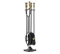 Pare-feu en Maille 5 pièces Ensemble d'outils de cheminée Accessoires de cheminée en Fer forgé Porte-Outils avec poignées Outils pour décoration de cheminée intérieure Foyer extérieur Outil