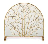 Pare Feu/Grille de Cheminée avec Protection Anti-étincelles, 96x90x22 cm, en Fer Forgé, pour Cheminée et Décoration de Salon(Gold)