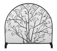 Pare Feu/Grille de Cheminée avec Protection Anti-étincelles, 96x90x22 cm, en Fer Forgé, pour Cheminée et Décoration de Salon(Black)