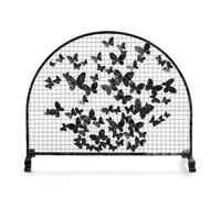 Pare-feu plat de protection contre les étincelles, cadre en fer forgé avec maille métallique, pare-étincelles sur pied pour brûleurs à bois et feux ouverts