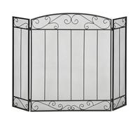 HOMCOM Pare-étincelles pour cheminée pliable 3 panneaux pare-feu écran cheminée style vintage grillage métallique acier 105 x 1,6 x 80,5 cm noir