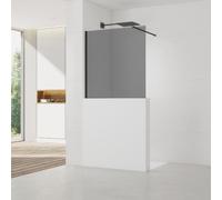 Pare-muret 120x100cm Paroi en verre Crystal Glass® 8 mm anticalcaire, avec bras et profilés noir mat (SATBWIS120KSPRC)