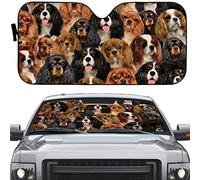 Pare-Poussière De Voiture Protection Joli Visage Complet De Chien Cavalier King Charles Spaniels Couverture Pare-Brise Avant Voiture Universelle Pare Soleil Voiture Pare Brise 70x130cm