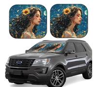 Pare-soleil artistique pour pare-brise de voiture - Ciel nocturne - Princesse - Pare-soleil pliable pour voiture SUV - Offre une protection complète