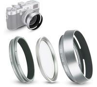Pare-Soleil Bague D'adaptation Filtre UV Kit pour Fujifilm X100 X100VI X100V X100F X100S X100T X70 Remplace Fuji LH-X100 Bague d'adaptation AR-X100 (Argent).[G886]