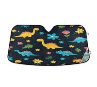 Pare-soleil coloré pour pare-brise de voiture - Dinosaures de dessin animé coloré - Housse d'isolation pour pare-brise de voiture - 140 x 70 cm