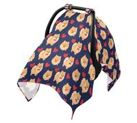 Pare-soleil coupe-vent pour poussette - Accessoires de voyage - Motif dessin animé - Chiens mignons et cœurs - Bleu marine