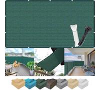 Pare-soleil de balcon - 2,5 x 7,5 m - Sans perçage - Respirant - Léger - Transparent - Protection pour l'extérieur - Avec attaches de câble - Vert