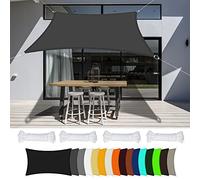 Pare-soleil de jardin 4 x 4,5 m, gris foncé, protection UV pour patio, pelouse, terrasse - Comprend une corde pour une installation facile et un confort extérieur amélioré