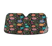 Pare-soleil de pare-brise de voiture coloré floral, couverture de fenêtre avant pliable, protection UV pour pare-brise de voiture, 145 x 80 cm
