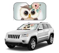 Pare-soleil de pare-brise de voiture mignon hibou avec fleurs - Réflecteur pliable - Pare-soleil universel pour voitures, SUV, camions - Gardez votre véhicule au frais