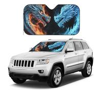 Pare-soleil de pare-brise de voiture motif dragons de glace et de feu, réflecteur pliable pour fenêtre avant, pare-soleil universel pour voitures, VUS, camion, garde votre véhicule au frais