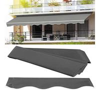 Pare-soleil de rechange imperméable et rétractable pour auvent de terrasse - 3,7 x 2,4 m, gris foncé, en polyester résistant à l'eau, protection UV, installation facile pour une ombre et un confort