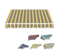 Pare-soleil de rechange rétractable à rayures pour balcon, 2 m, 2,5 m, 4 m, 5 m - Toile durable à rayures - Parfaite pour une utilisation sur terrasse et terrasse