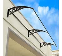 Pare-soleil de terrasse de qualité supérieure en polycarbonate avec supports pour porte et fenêtre, abri solaire d'extérieur polyvalent pour balcons et garages (61 x 381 cm)