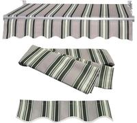 Pare-soleil de terrasse rétractable - 3 x 2,4 m en tissu polyester - Housse de rechange pour extérieur, protection UV - Abri à rayures pour terrasse, jardin et porche.