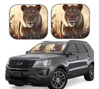 Pare-soleil de voiture 2 pièces pliable pour pare-brise avant de voiture - Motif lion femelle