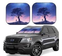 Pare-soleil de voiture bleu lune arbre - Pare-soleil de voiture pliable, pare-soleil d'intérieur de voiture SUV offrant une protection complète