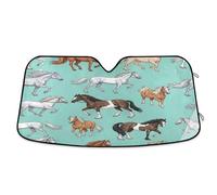 Pare-soleil de voiture coloré cheval sarcelle, couverture de fenêtre avant pliable, housse de pare-brise de voiture - 133 x 59,9 cm