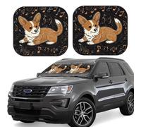 Pare-soleil de voiture Corgi qui aime la musique - 2 pièces - Pliable - Pare-soleil pour fenêtre avant de voiture - Pare-soleil universel pour intérieur de voiture