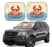 Pare-soleil de voiture en forme de crabe de dessin animé d'été - 2 pièces - Pliable - Pour fenêtre avant - Couverture universelle pour intérieur de voiture