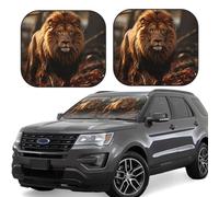 Pare-soleil de voiture motif lion - 2 pièces - Pliable - Pour fenêtre avant - Couverture universelle pour intérieur de voiture