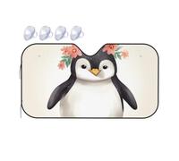 Pare-soleil de voiture Pingouin portant des fleurs - Pare-soleil universel pour fenêtre de voiture - Bloque la chaleur et les rayons UV - Pliable - Protection intérieure de voiture