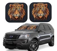 Pare-soleil de voiture pliable avec logo du Nouvel An Tigre - 2 pièces - Pare-soleil de voiture pour fenêtre avant - Couverture universelle pour intérieur de voiture