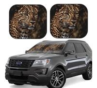 Pare-soleil de voiture pliable en 2 pièces avec image de léopard marron pour fenêtre avant de voiture